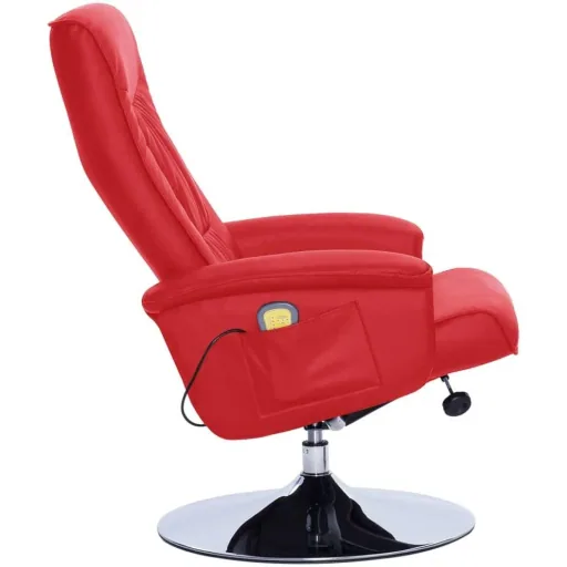 Massageliege verstellbar mit Fußhocker Kunstleder rot