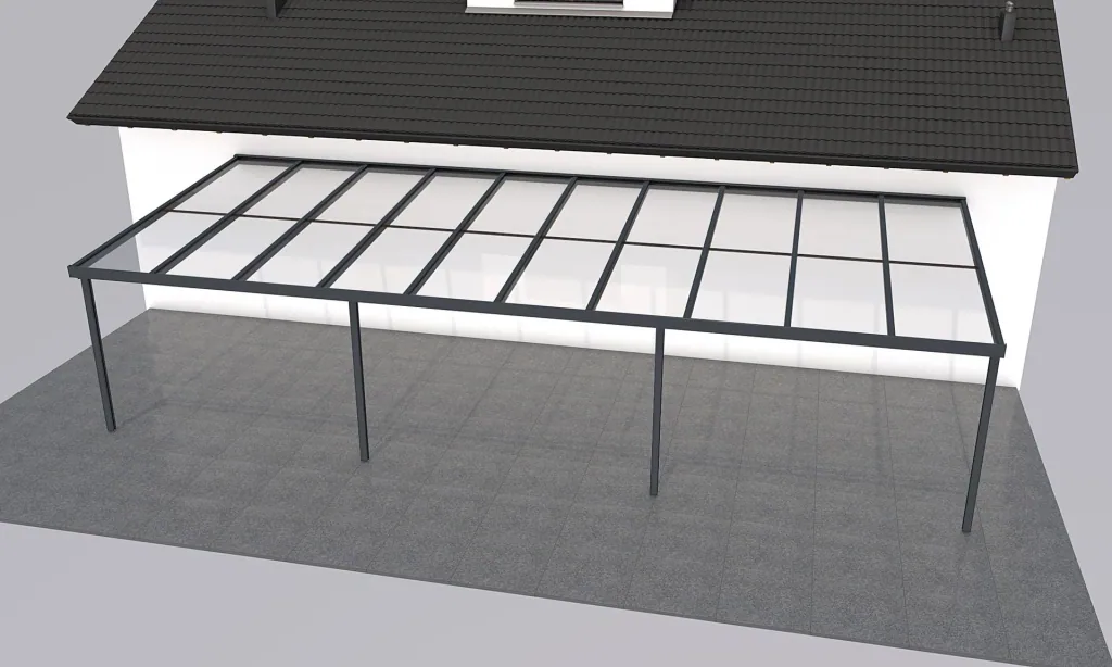Terrassendach Premium, anthrazit, 10140 x 4060 mm - 10mm Verbundsicherheitsglas (VSG)