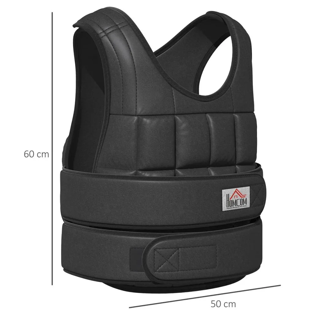 30 kg Gewichtsweste Trainingsweste mit 35 Gewichtssäcke Verstellbar Krafttraining Fitness Oxford Metall Schwarz 60 x 50