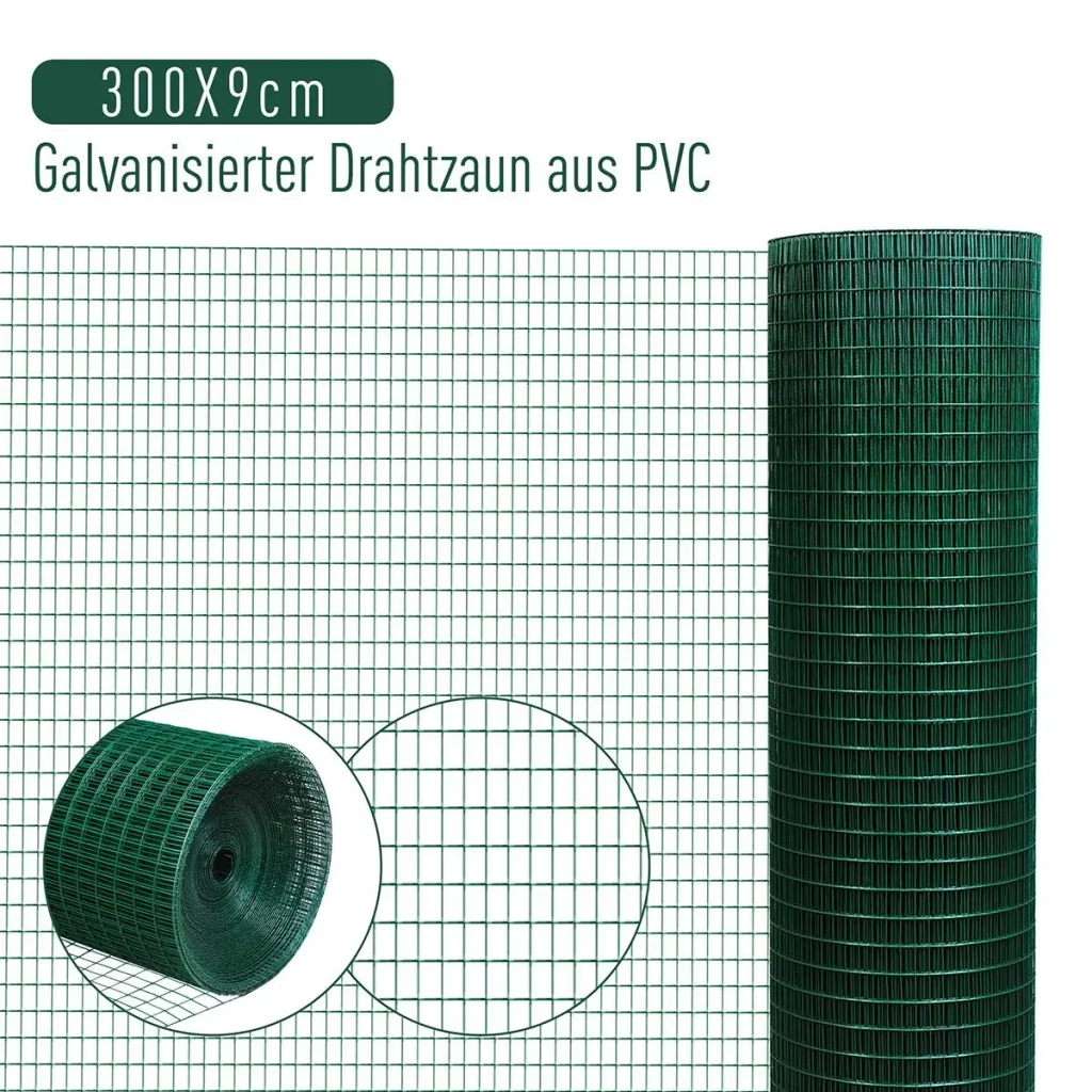Wühlmausgitter Drahtgitter Volierendraht Kaninchendraht Drahtzaun Schutzgitter Masche Biegsam PVC Dunkelgrün H0,9xL30 m