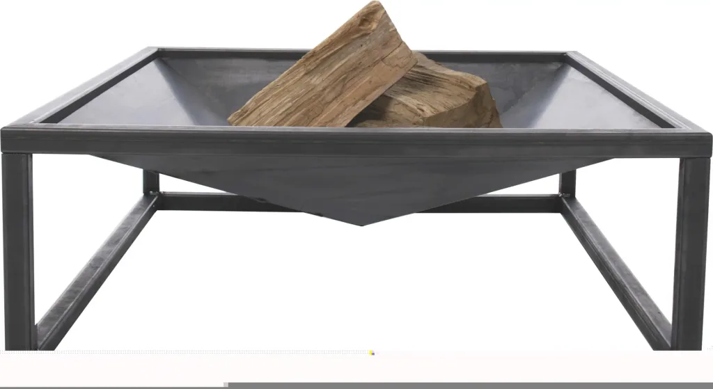 Kamin Thor handgefertigter Metall-Kamin in poliertem rostfarbenem Stahl Größe 110 cm