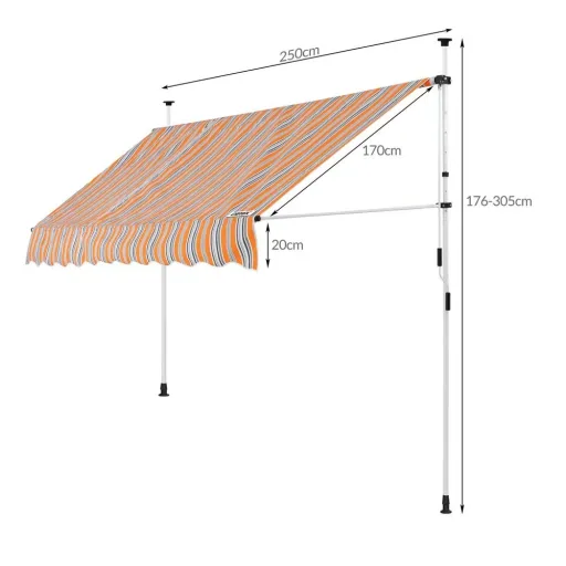 Klemmmarkise gelb/blau 250cm