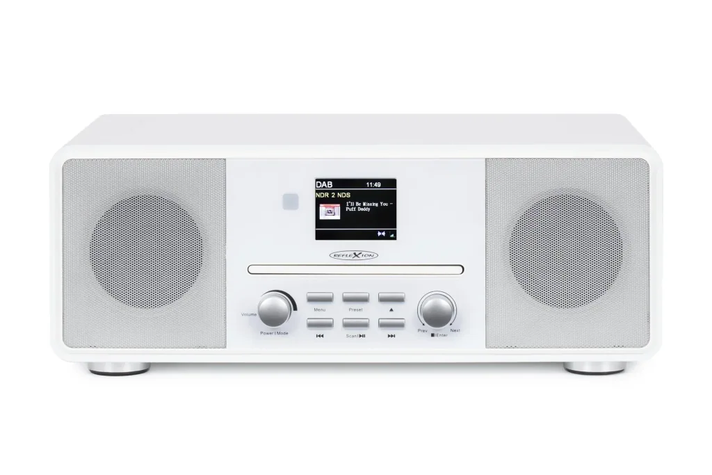 Design DAB+/UKW-Radio mit Bluetooth, CD, USB, Aux-In und Encoding in weiß