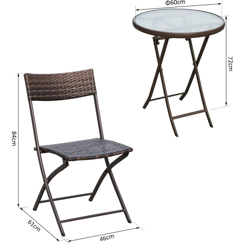 Polyrattan Bistroset für 2 Personen braun