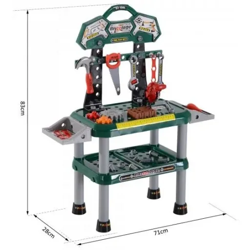 Kinder Arbeitstisch Werkbanktisch mit 74 Zubehör Rollenspiel Grün