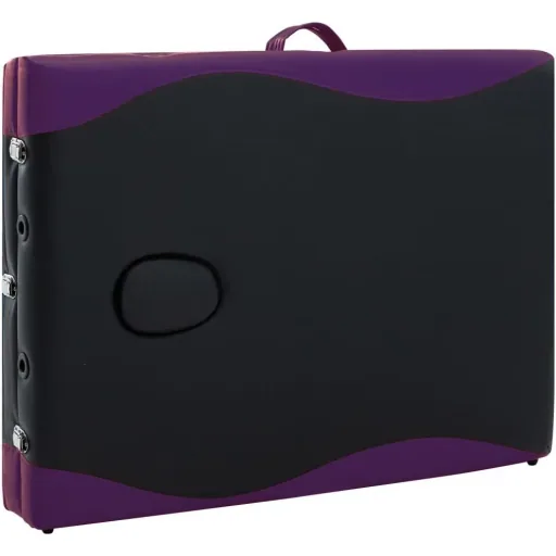 Klappbarer Massagetisch mit 3 Zonen (Aluminium, schwarz und lila)