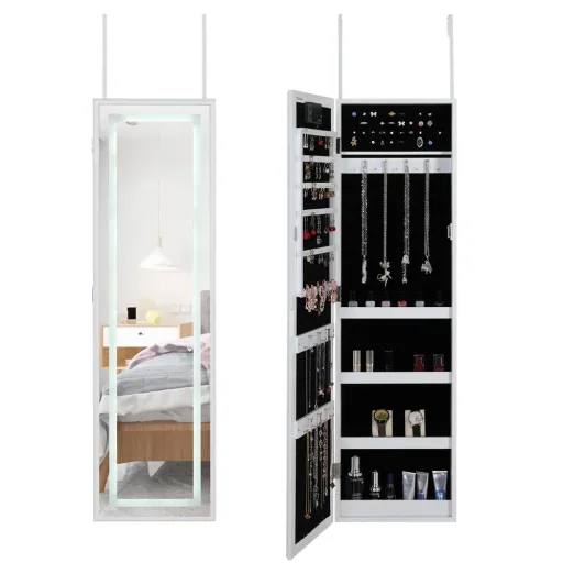 LED-Schmuckschrank weiß 31,5x9x110cm hängend