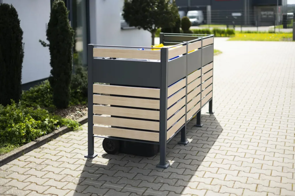 Mülltonnenverkleidung Planum 3er Box, 120 cm, holzoptik