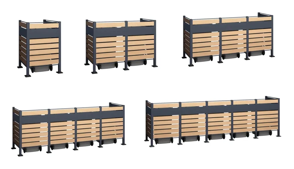 Mülltonnenverkleidung Planum 3er Box, 120 cm, holzoptik