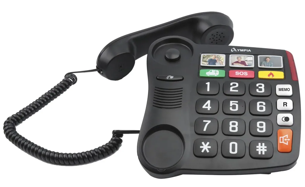 Großtastentelefon mit extra großen Tasten und 3 Notfallknöpfen.
