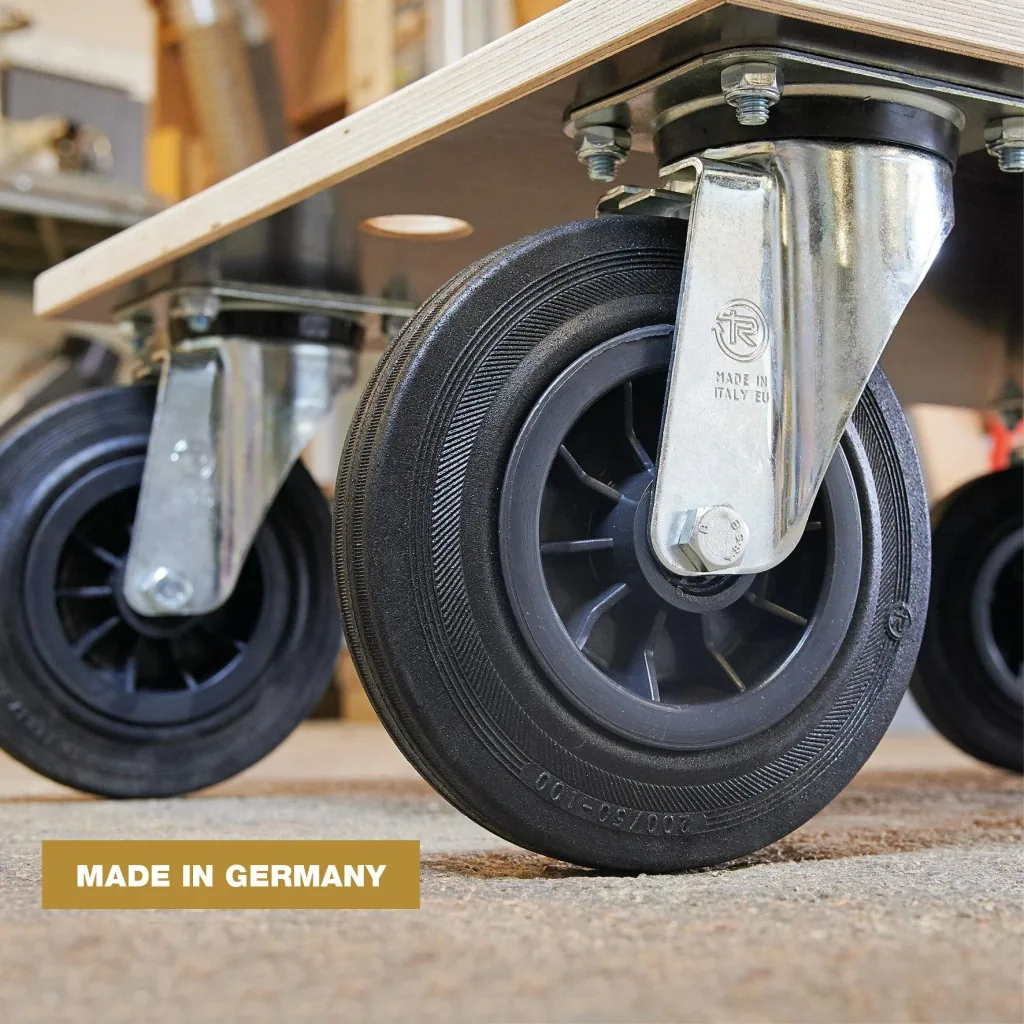 Transporthilfe MM 1148, 78 x 59 x 26 cm, harte Rollen Ø 200 mm, Rollenlager, Multiplex Platte FSC®, Tragkraft 750 kg