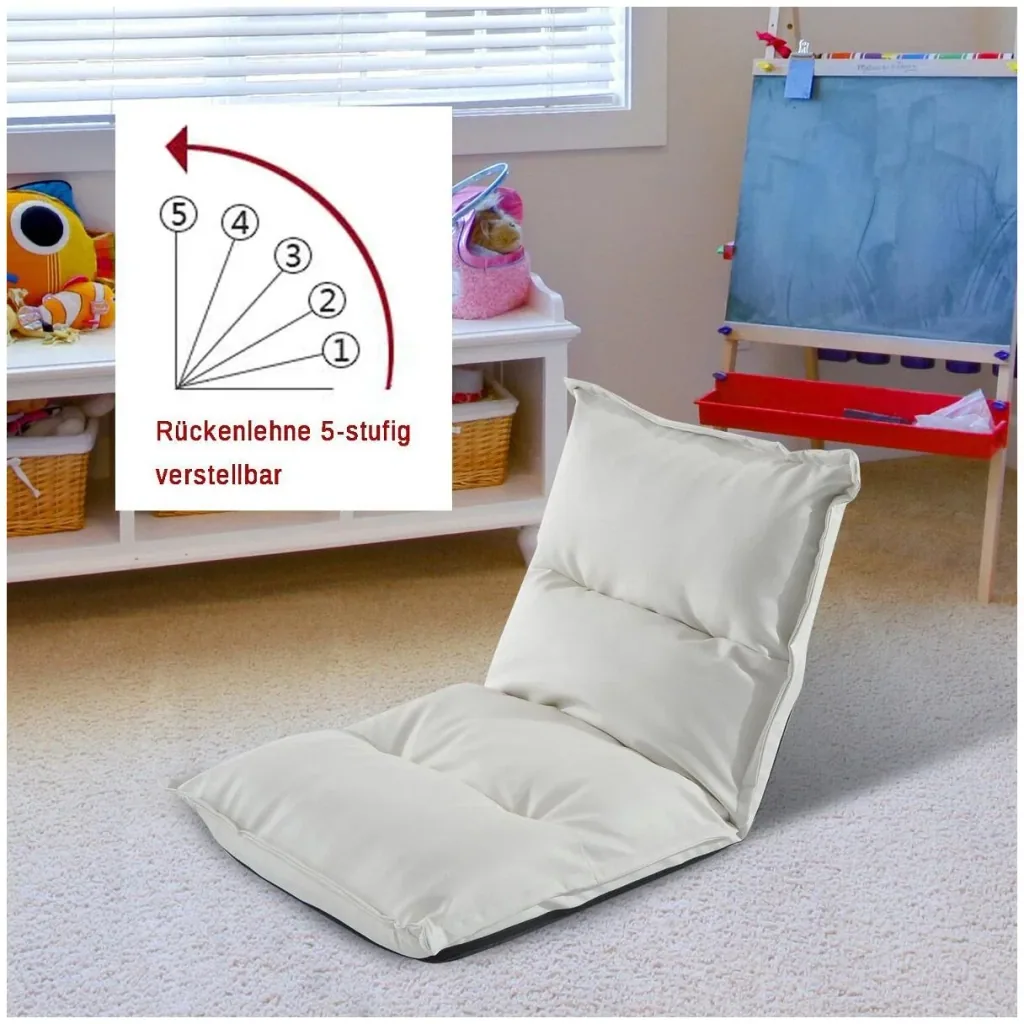 Sitzsack Sitzkissen mit Lehne klappbar weiß