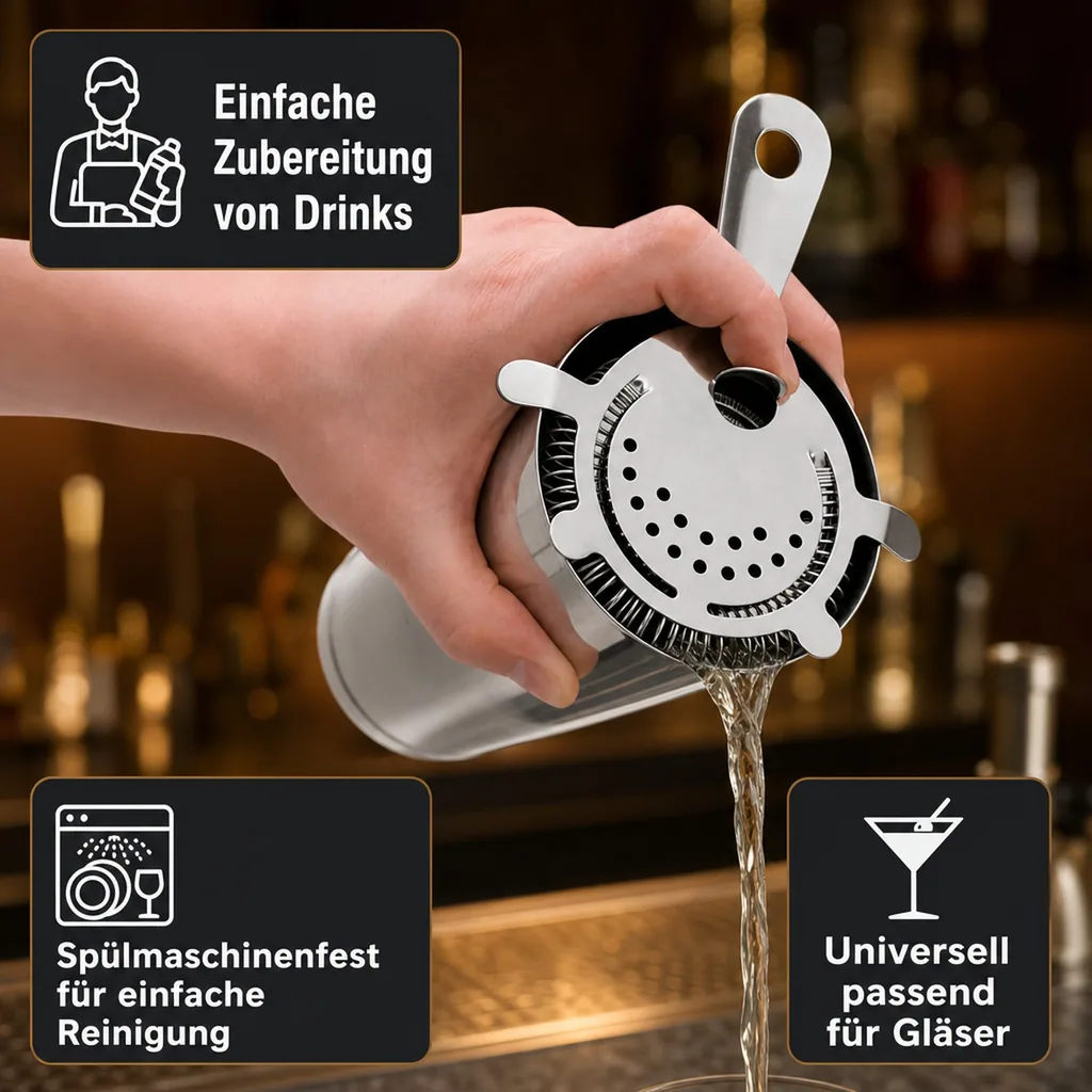 Barsieb & Cocktailsieb aus Edelstahl (18/10) - Für perfekte Cocktails & Drinks