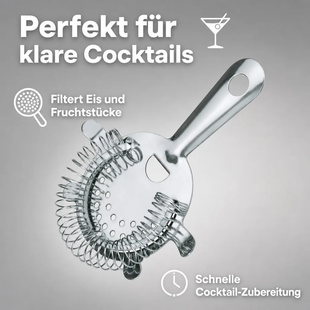 Barsieb & Cocktailsieb aus Edelstahl (18/10) - Für perfekte Cocktails & Drinks