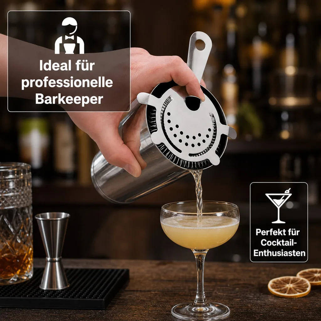 Barsieb & Cocktailsieb aus Edelstahl (18/10) - Für perfekte Cocktails & Drinks