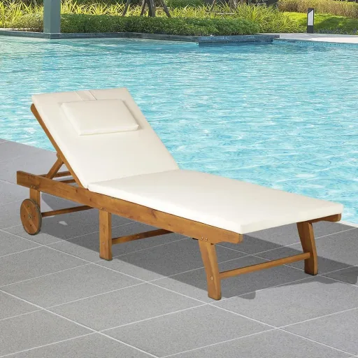 Gartenliege Sonnenliege Liegestuhl klappbar verstellbar Akazienholz Natur L197 x B72 x H(34 84) cm