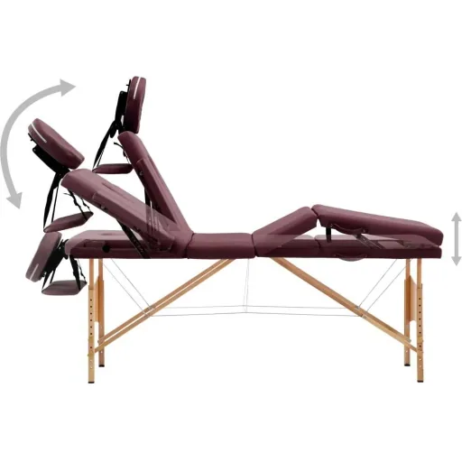 Klappbarer Massagetisch 4 Zonen Holz lila