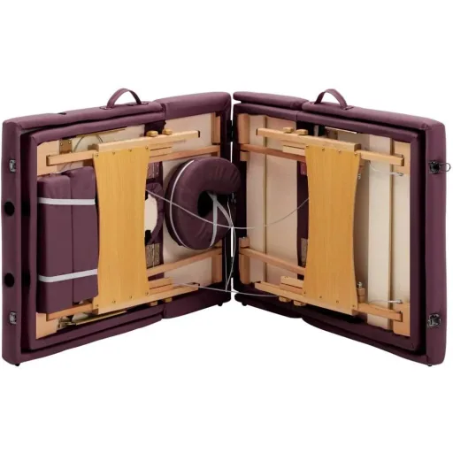 Klappbarer Massagetisch 4 Zonen Holz lila