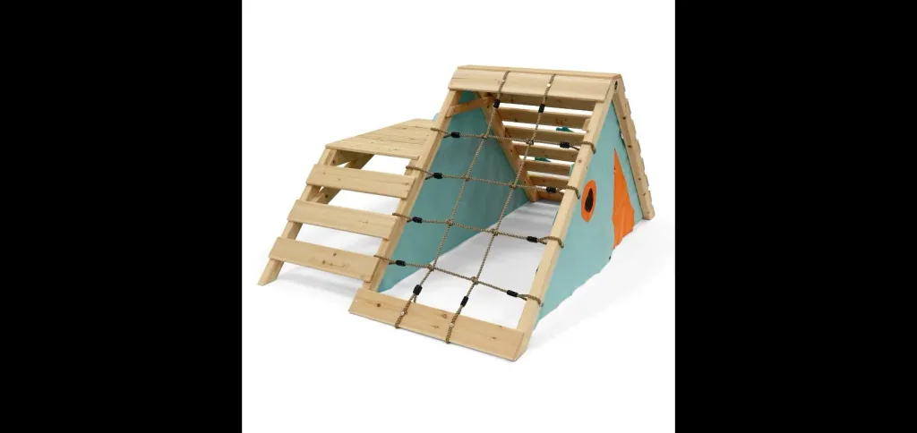 My First Wooden Playcentre, Outdoor-Playcentre für Kinder aus Holz, Kletterwand, Kletternetz, Rutsche, natur