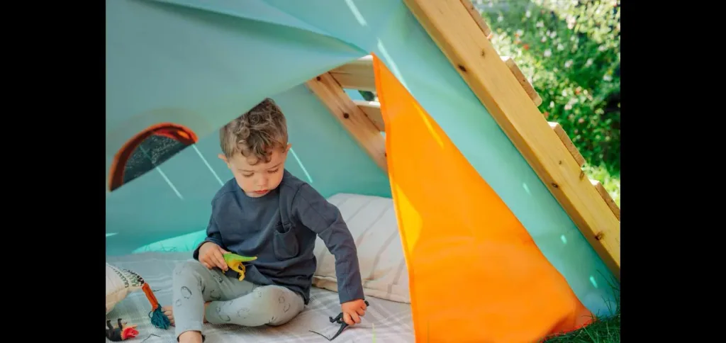 My First Wooden Playcentre, Outdoor-Playcentre für Kinder aus Holz, Kletterwand, Kletternetz, Rutsche, natur