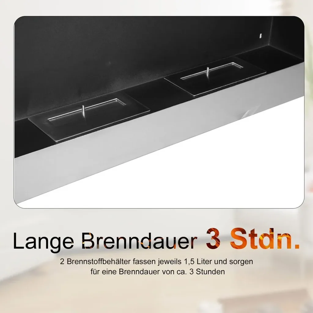 Wandkamin mit 2 Brennstoffbehältern silber