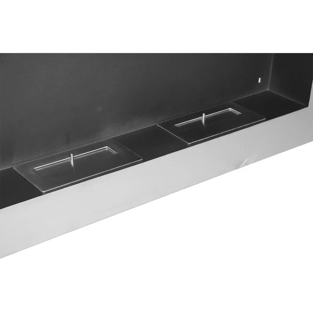 Wandkamin mit 2 Brennstoffbehältern silber