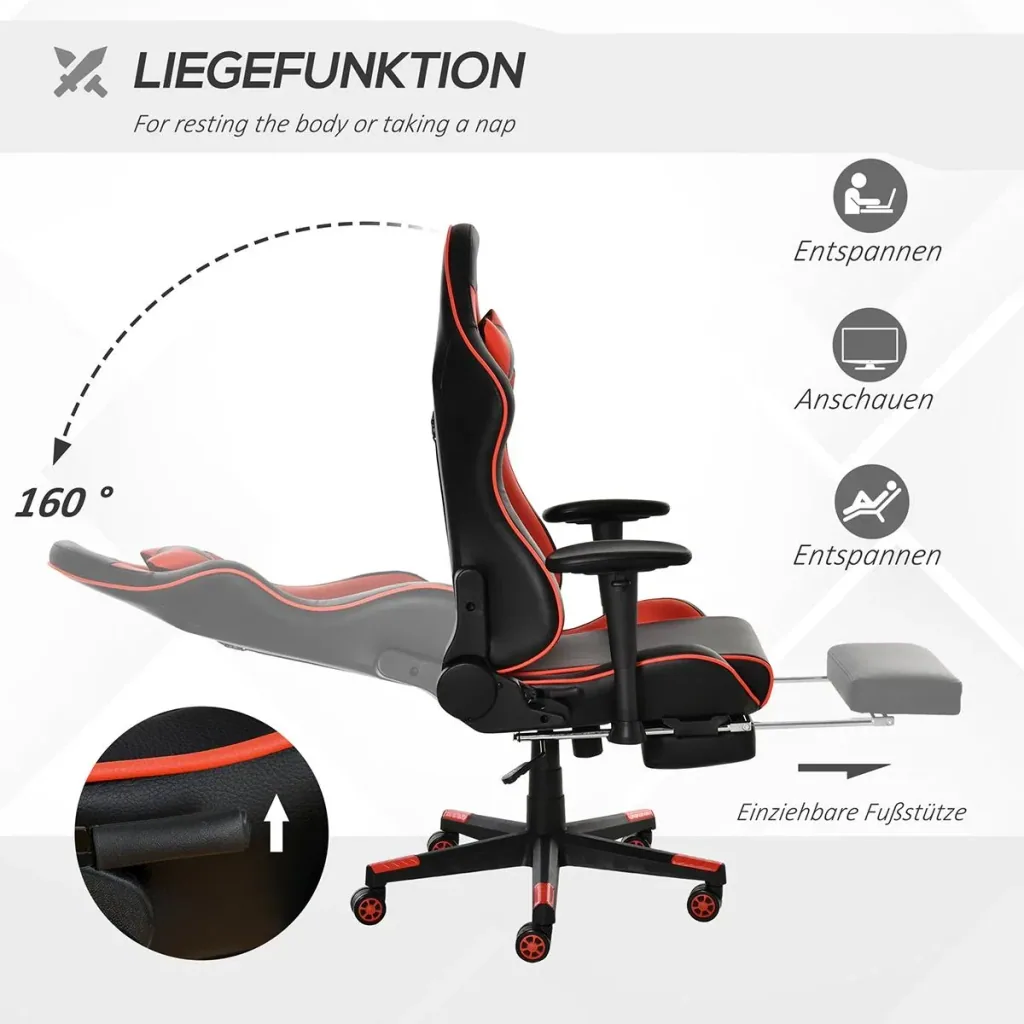 Gaming Stuhl mit Wipp- & Liegefunk