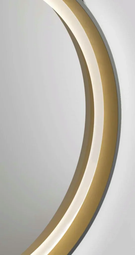 Dekorativer runder Wandspiegel mit LED Beleuchtung in schwarz/gold matt Ø 55 cm