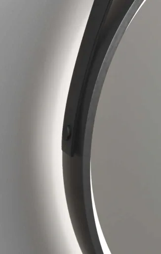 Dekorativer runder Wandspiegel mit LED Beleuchtung in schwarz/gold matt Ø 55 cm