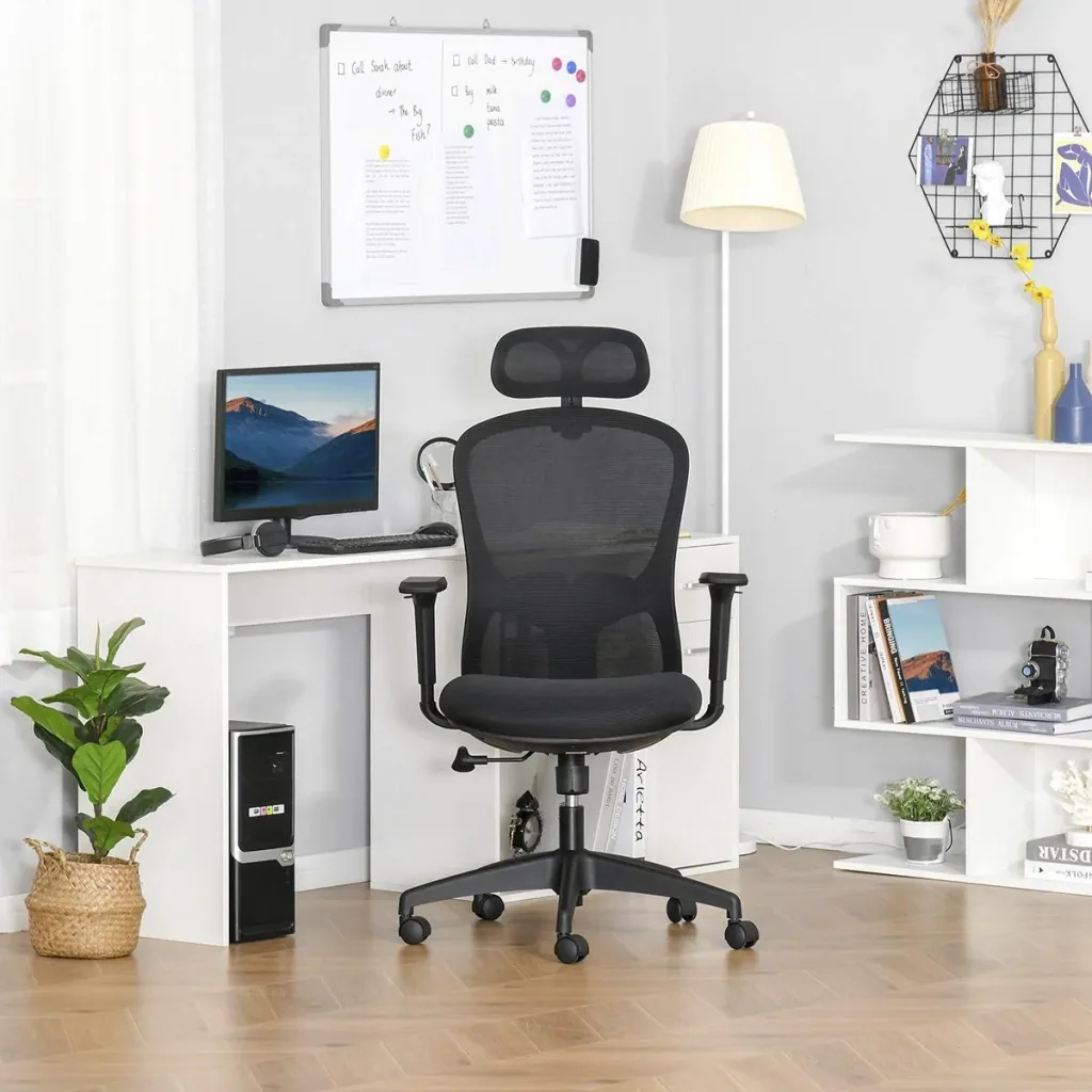 Bürostuhl mit Wippenfunktion Kopflehne Home-Office-Stuhl höhenverstellbarer Schreibtischstuhl ergonomisch 360°-Drehräder