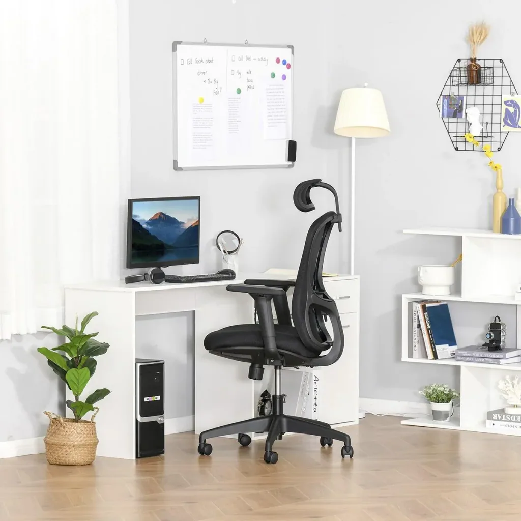 Bürostuhl mit Wippenfunktion Kopflehne Home-Office-Stuhl höhenverstellbarer Schreibtischstuhl ergonomisch 360°-Drehräder