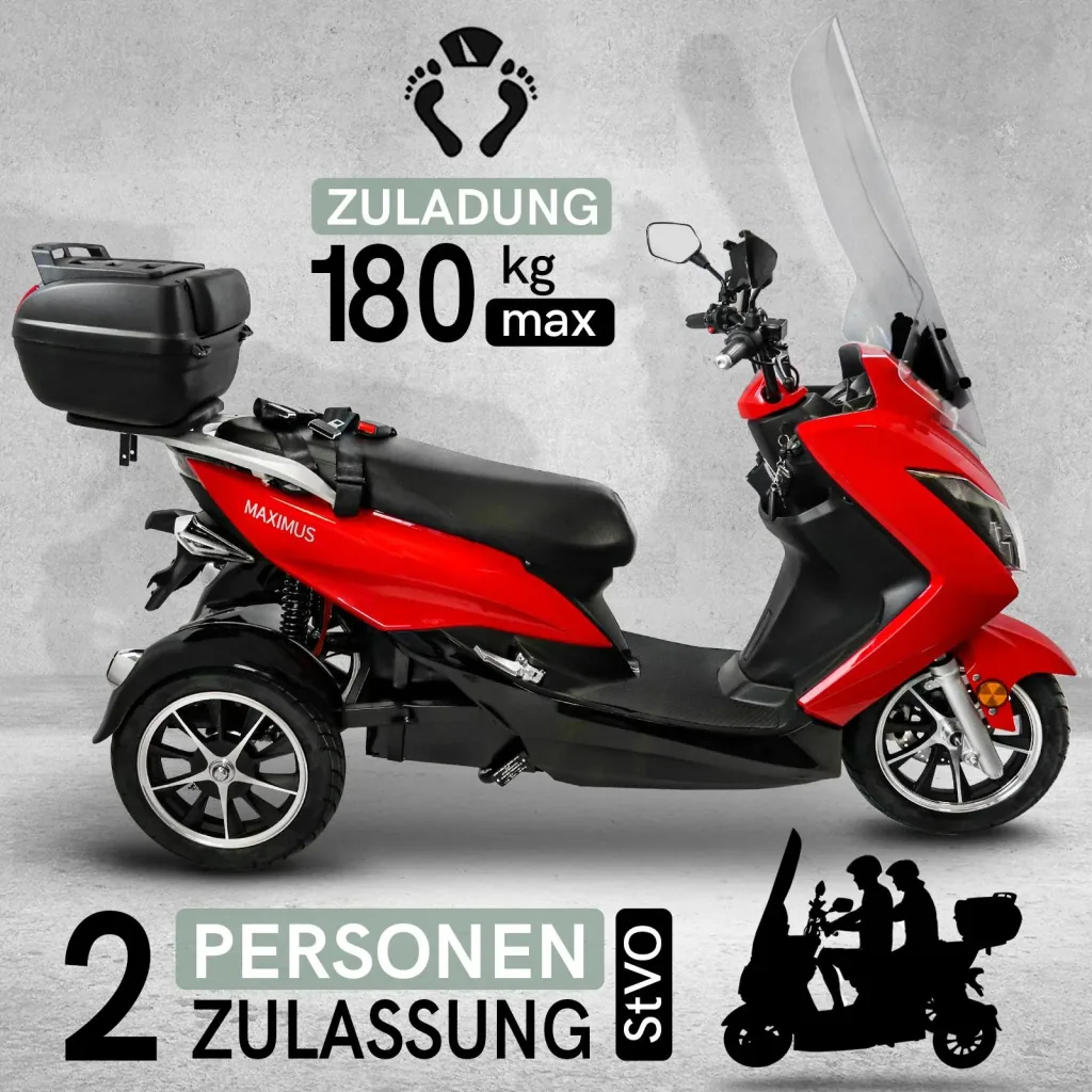 Maximus MX3-25 2 Akku Version 60V 32,5 Ah Lithium Akku , 1500W , 2 Personen Zulassung mit Topcase