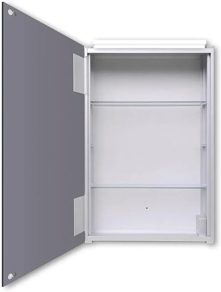 Spiegelschrank Bad mit Beleuchtung, "Mirage" - 40 x 60 cm - Lichtfarbe neutralweiß - Aluminiumkorpus