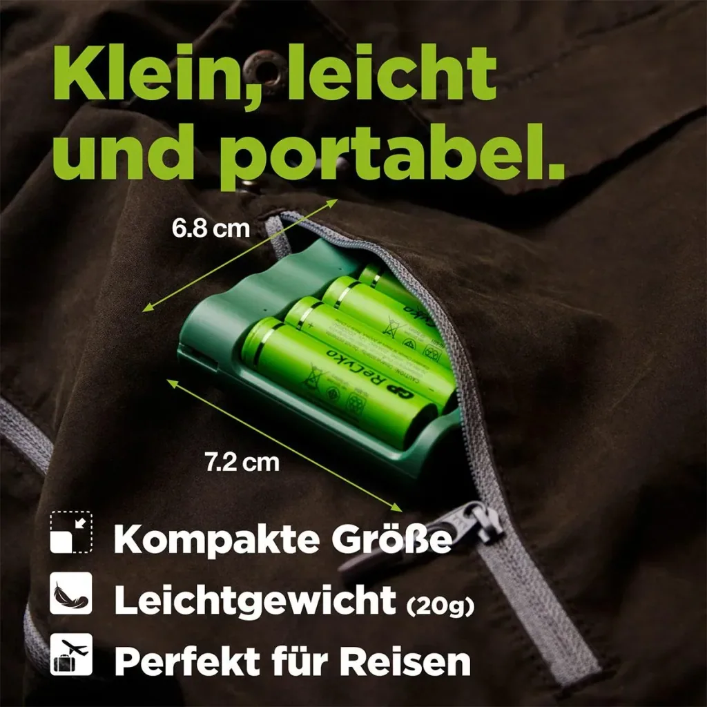 Ladegerät mit Docking Station, LCD Ladestandsanzeige für 4 AA/AAA NiMH Akkus inkl. 4 ReCyko Mignon(AA)NiMH Akkus 2100mAh