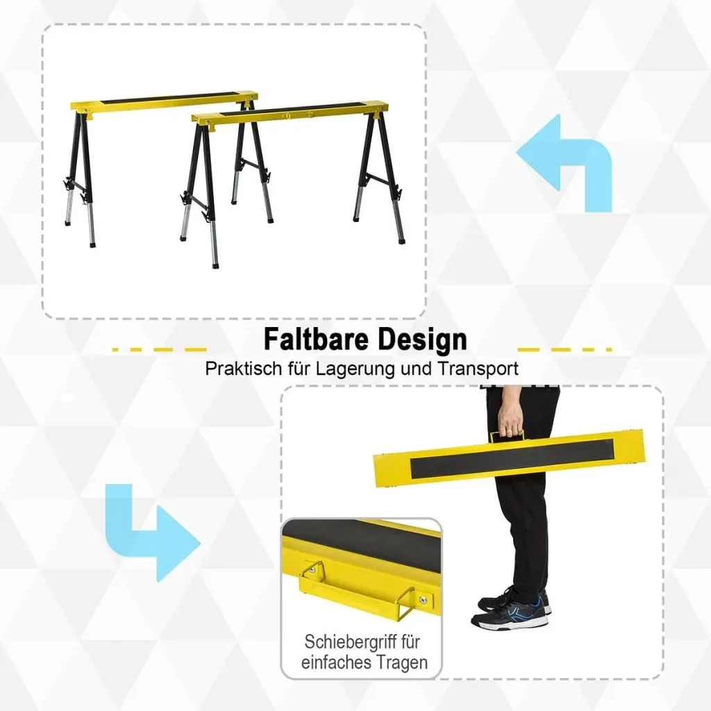 Arbeitsbock 2-er Set klappbar Gelb+Schwarz