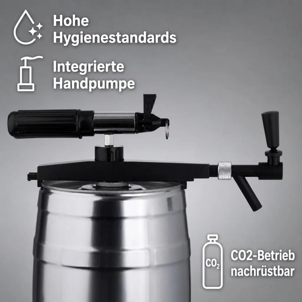 Profi Zapfhahn mit Handpumpe – Für 5L Partyfässer & Bierfässer (CO2-fähig)