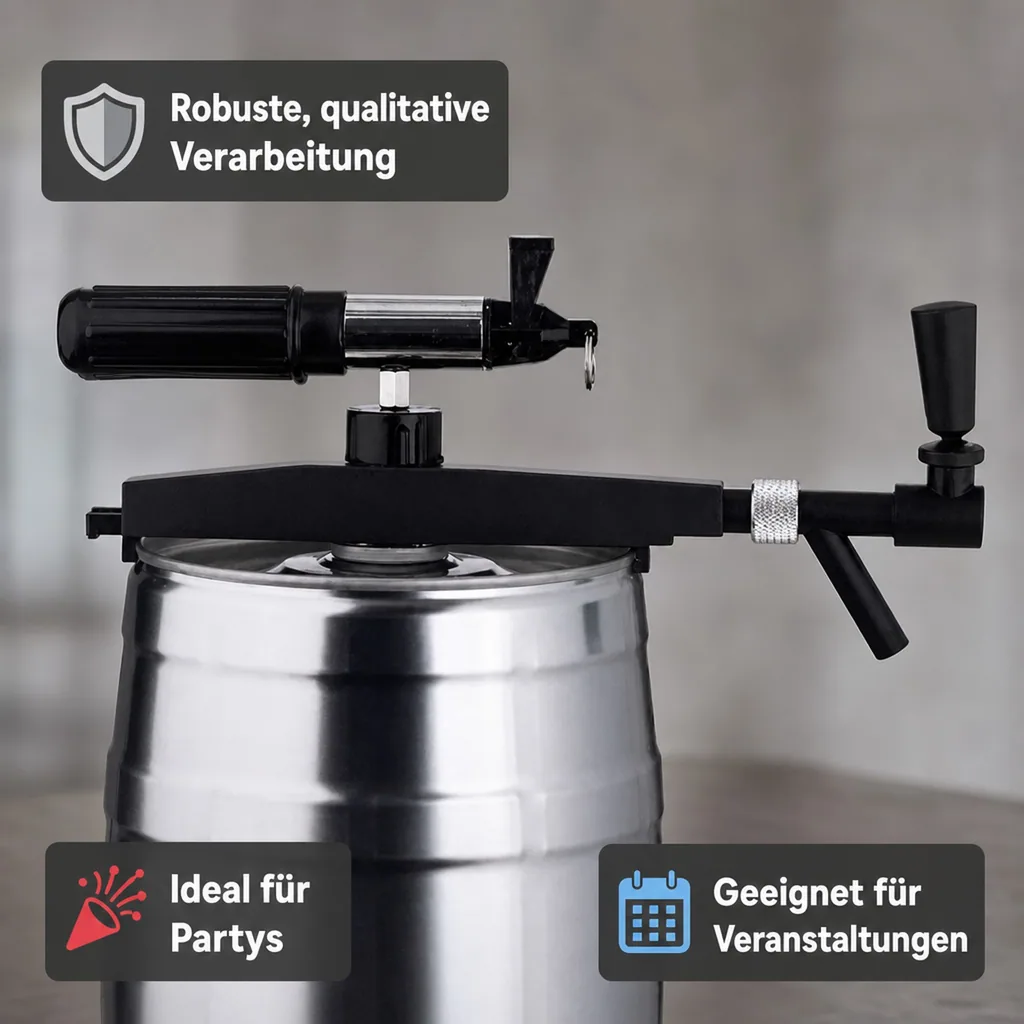 Profi Zapfhahn mit Handpumpe – Für 5L Partyfässer & Bierfässer (CO2-fähig)