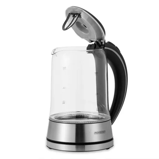Wasserkocher silber/schwarz Glas/Edelstahl 1.7L