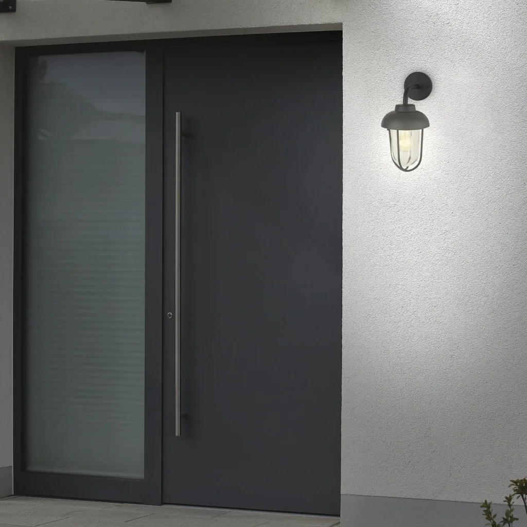 Außenleuchte 1-flammig, Metall-Glas / schwarz, IP44, E27 Fassung