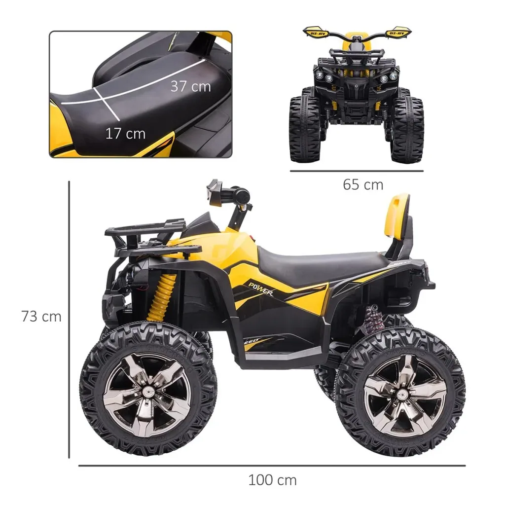 Elektro-Quad Kinder Elektro ATV Kinderwagen LED Frontlicht mit MP3 USB 2 x 550 Metall Gelb 100 x 65 x 73 cm