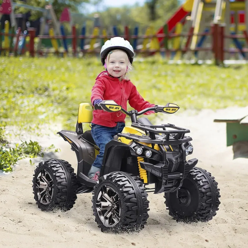 Elektro-Quad Kinder Elektro ATV Kinderwagen LED Frontlicht mit MP3 USB 2 x 550 Metall Gelb 100 x 65 x 73 cm