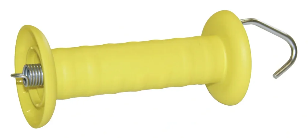 Türklinke für Tor gelb, mit Haken, verzinkt