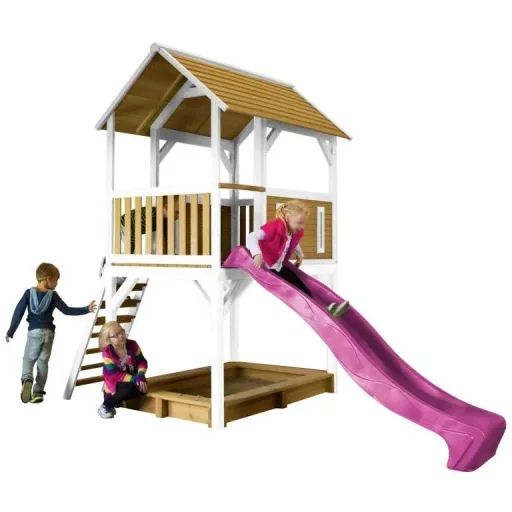 Pumba Spielturm Braun/Weiß - Lila Rutsche