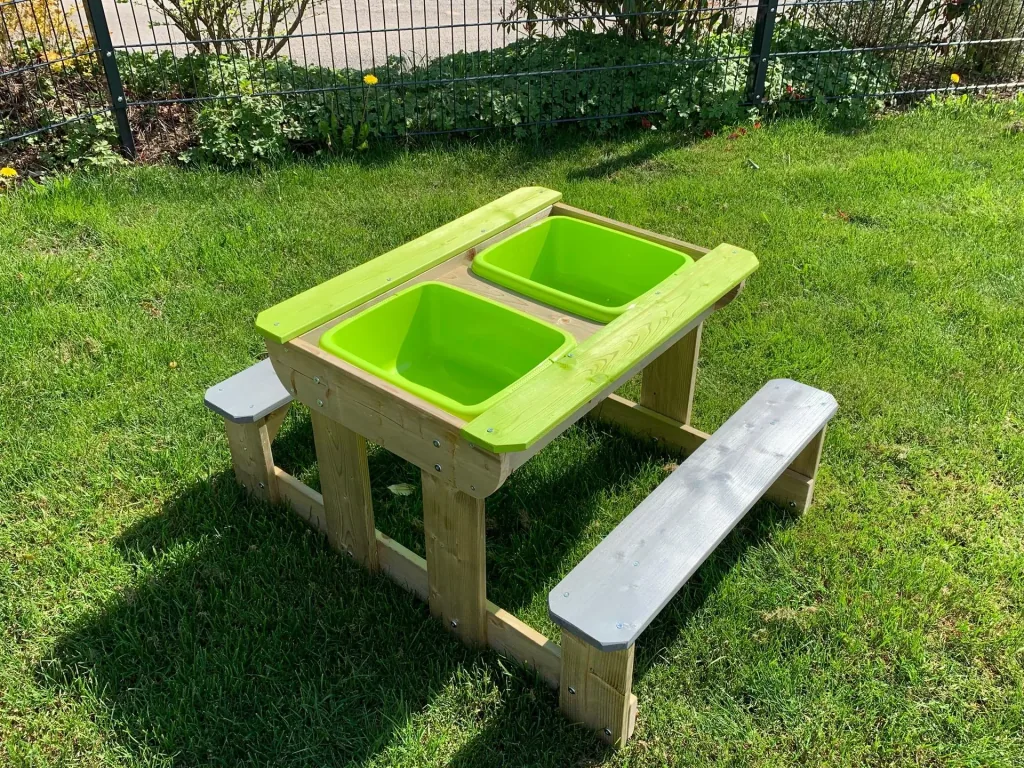 Wendi Toys Spieltisch & Matschtisch Esel 100×79×52,5 cm Natur – Sand-/Wasserwannen, Deckel als Tisch