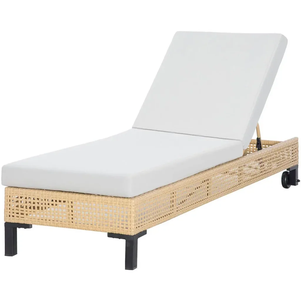 Gartenliege in Rattanoptik für 1 Person Nature+Beige 65 x 200 x 31 cm