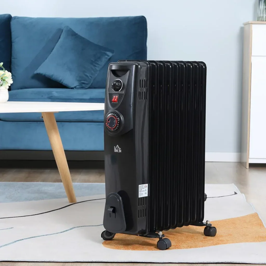 Ölradiator tragbar elektrisch Heizkörper 2000 W 3 Heizstufen 24-Stunden-Timing elektrische Heizung 9 Heizplatten