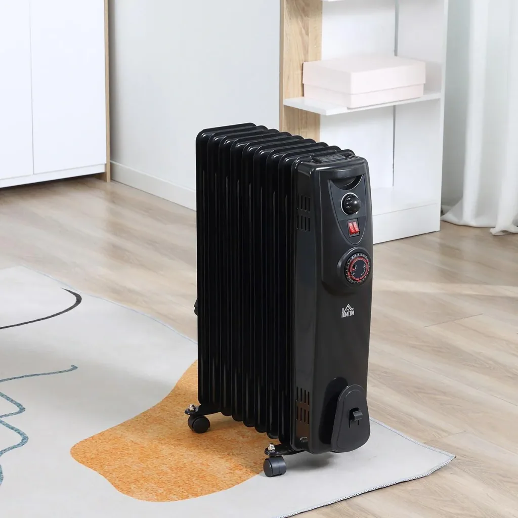 Ölradiator tragbar elektrisch Heizkörper 2000 W 3 Heizstufen 24-Stunden-Timing elektrische Heizung 9 Heizplatten