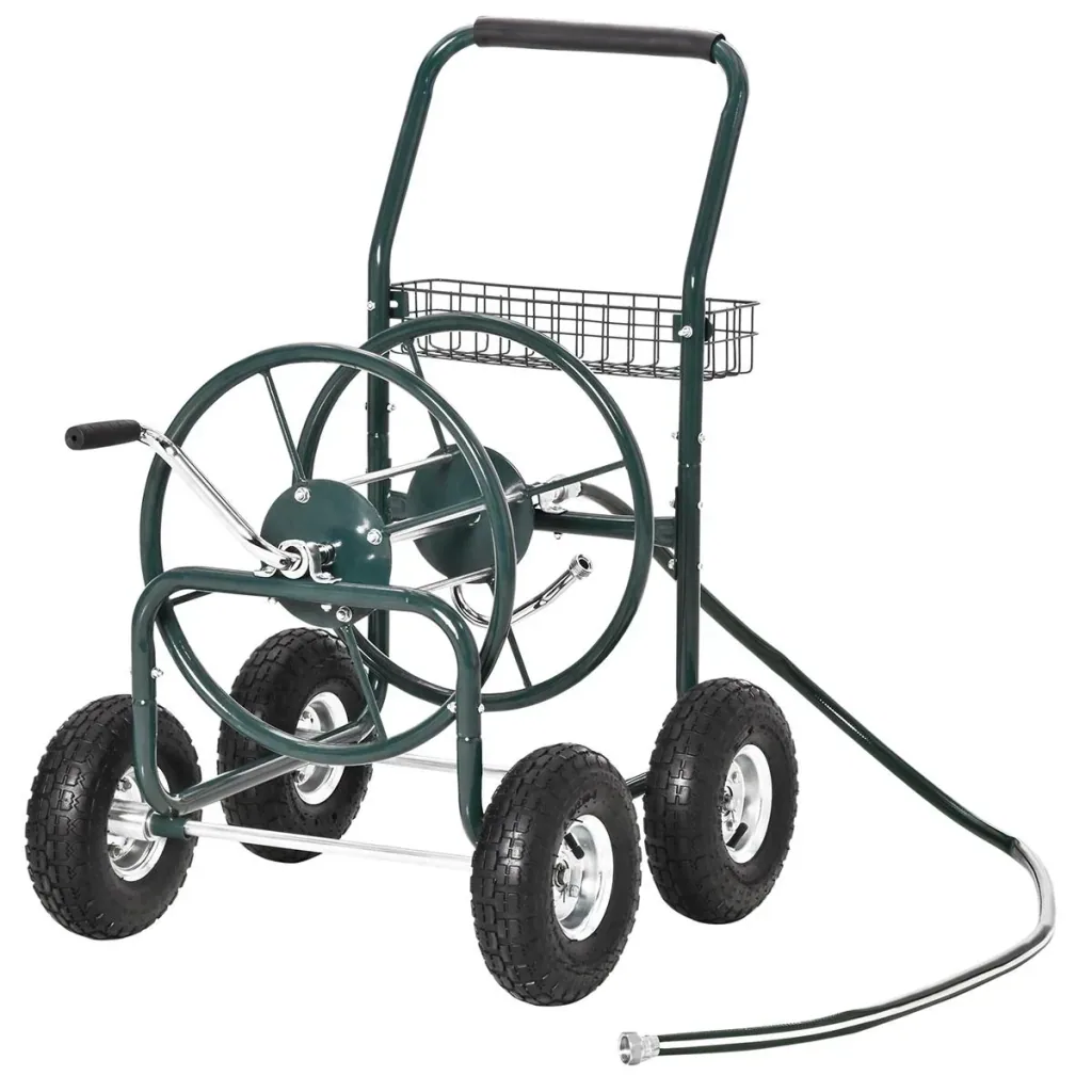 Schlauchwagen für Gartenschlauch max. 70 m (Ø15 mm Schlauch) mit Aufbewahrungskorb Stahl Nylon 83 x 60 x 92,5 cm