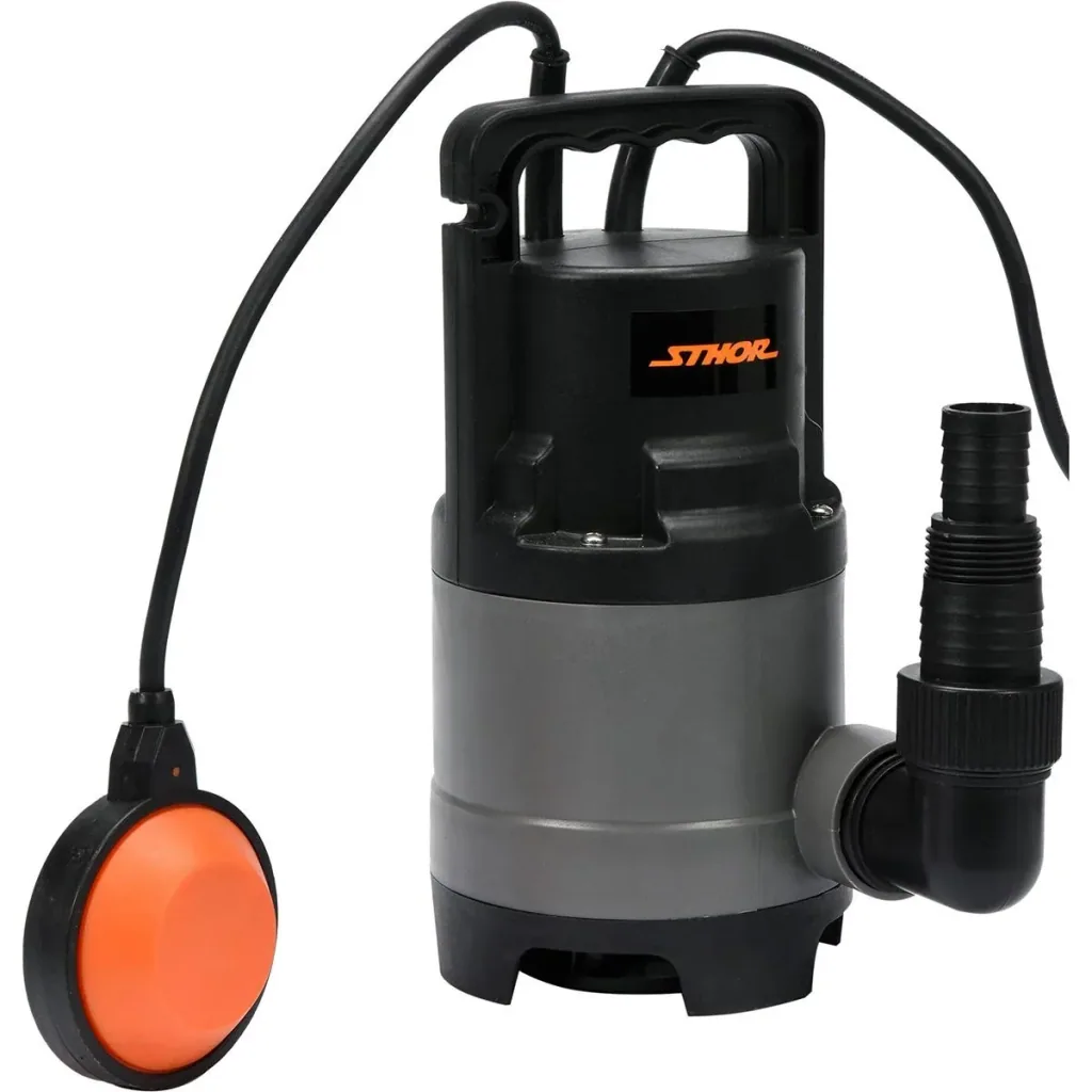 Tauchpumpe - 400W - 8.000 l/h MIT 15-Meter-Gartenschlauch inklusive Düse und Armaturen UND Wasserhahn 1".