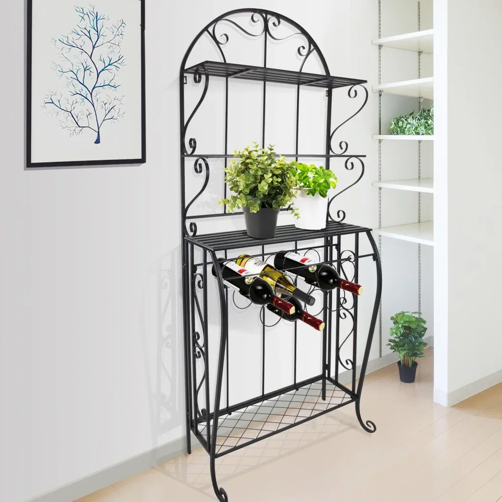 Weinregal Weinhalter Flaschenregal Standregal für 9 Flaschen Metall Schwarz 75 x 25 x 169 cm